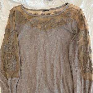 Free people long sleeve tan shirt